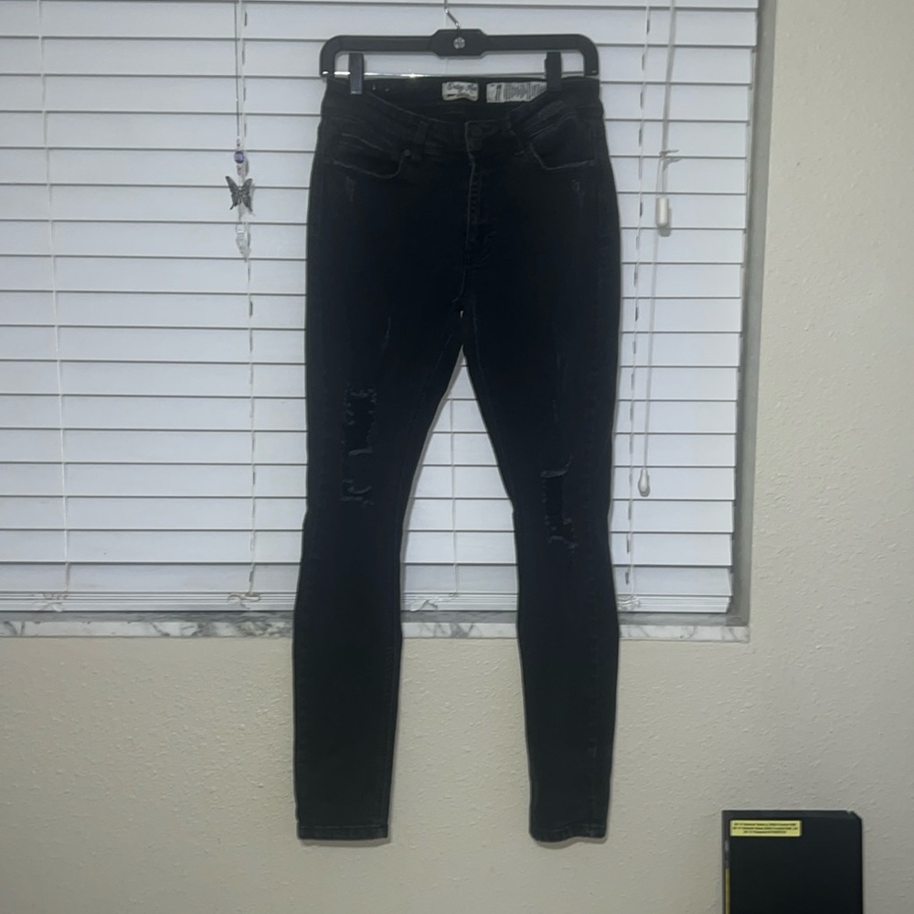 Indigo Rein Ankle Jeans Black Distressed Size 11